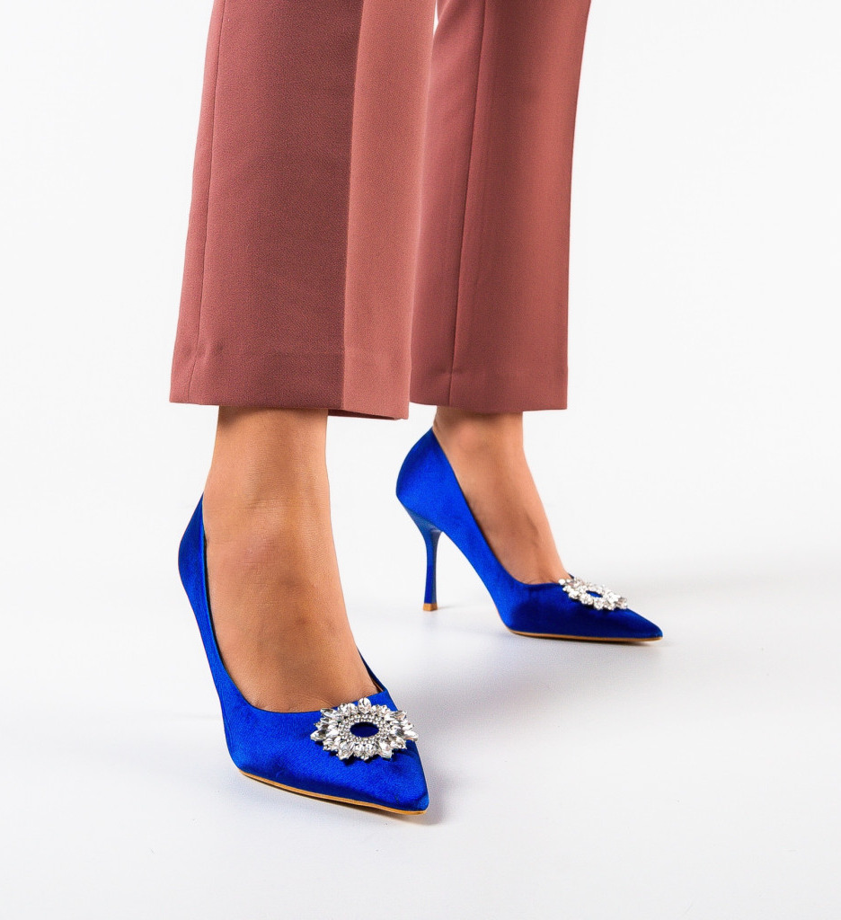 Pantofi Amayah Albastri cu Toc Eleganți - imagine 2