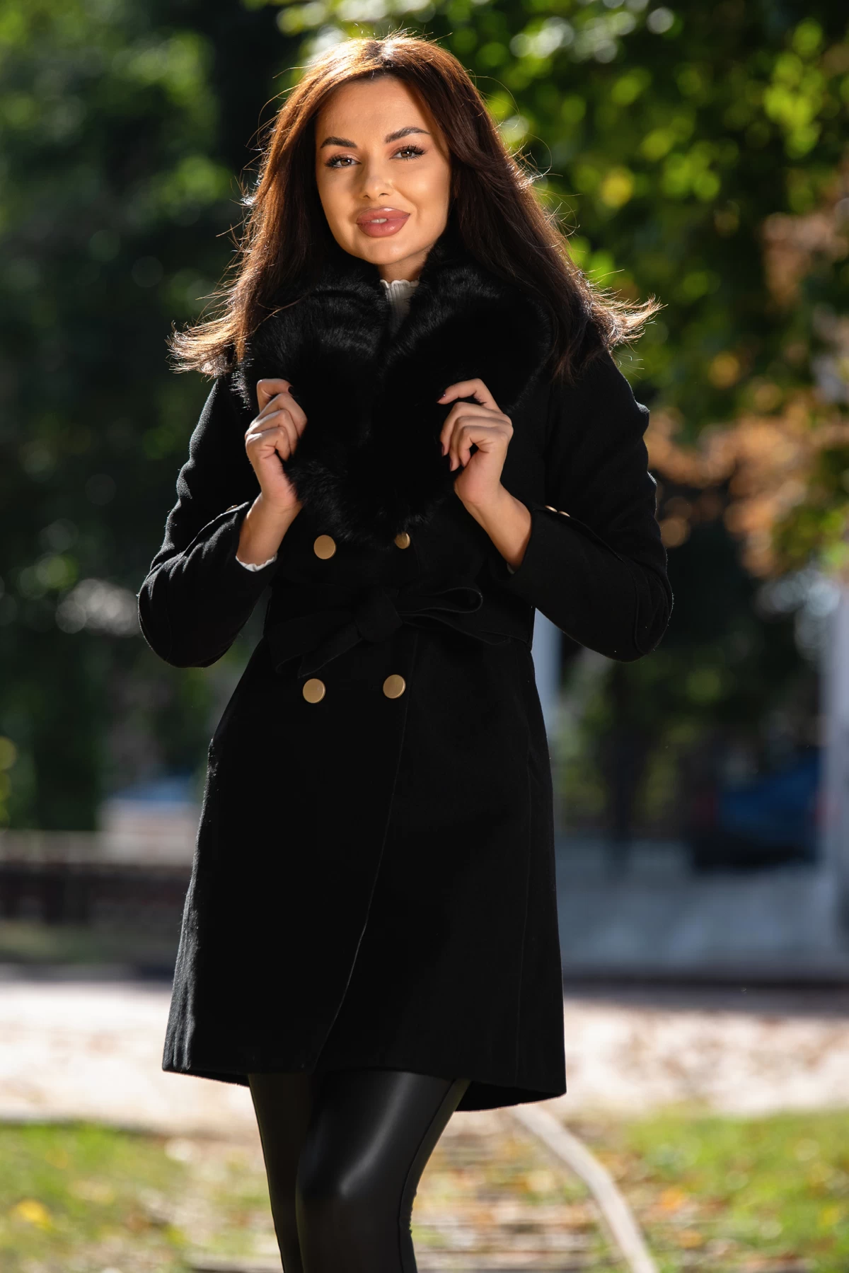 Palton Dama Patricia Negru Elegant