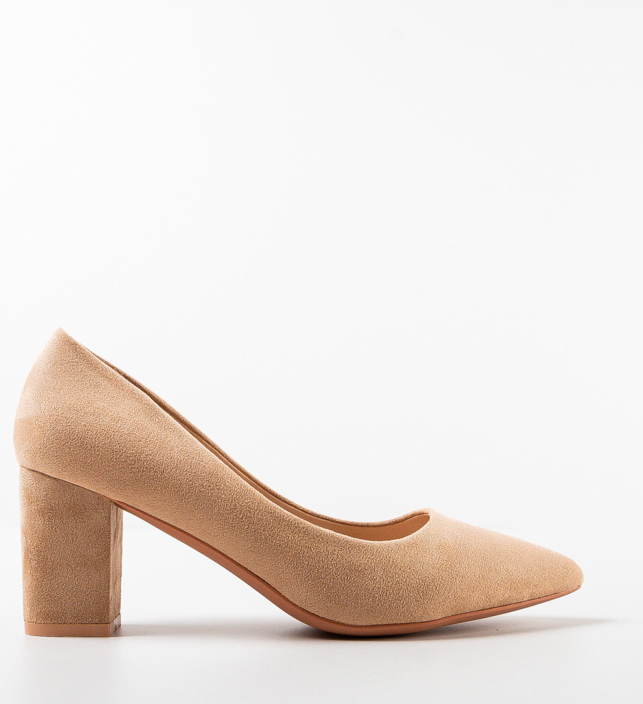 Pantofi Dama Monty Bej Eleganți cu Toc - imagine 4
