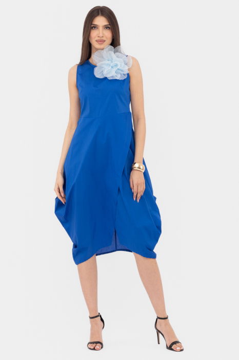 Rochie Petrecuta Albastra din Poplin | Shopika