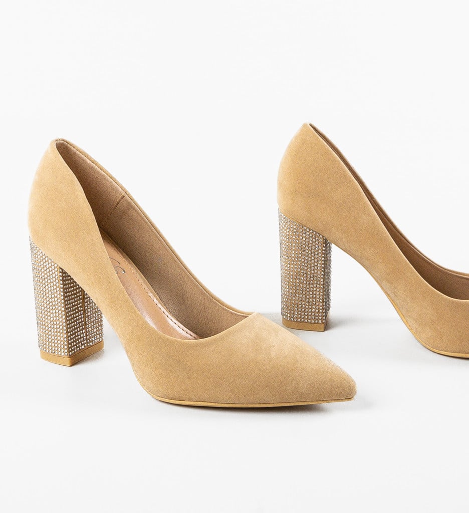 Pantofi Evely Bej | Toc Elegant pentru Ocazii - imagine 7