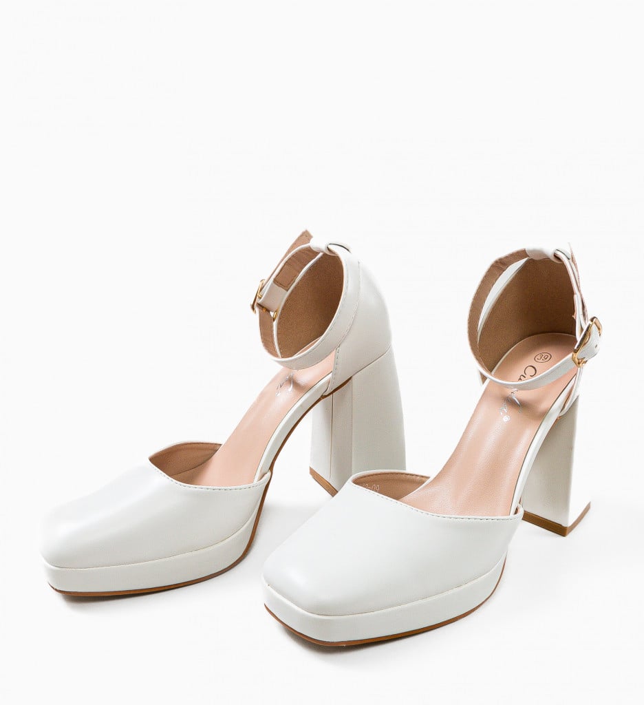 Pantofi Dama Flynn Albi cu Toc Eleganți - imagine 10