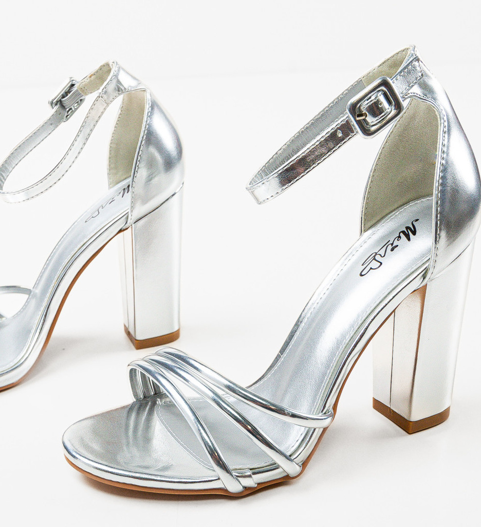 Sandale cu Toc Argintii Elegante - Stil Modern - imagine 11