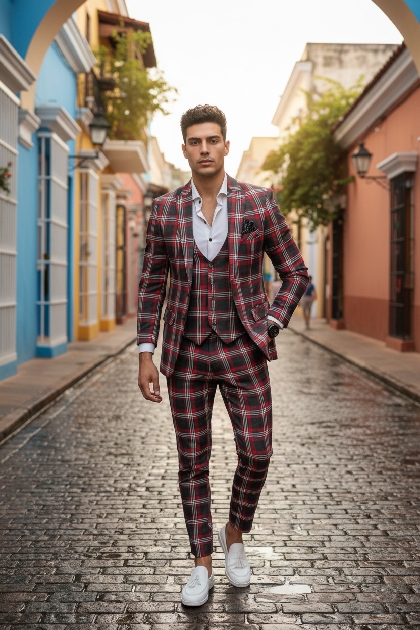 Costum Slim Fit Barbati cu Vesta - Elegant - imagine 2