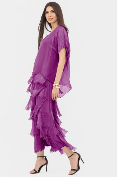 Rochie Mov cu Volane Shopika | Eleganță Feminină