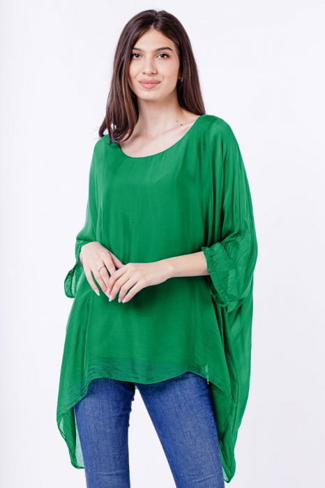 Bluză Mătase Verde Smarald Eleganta | Shopika