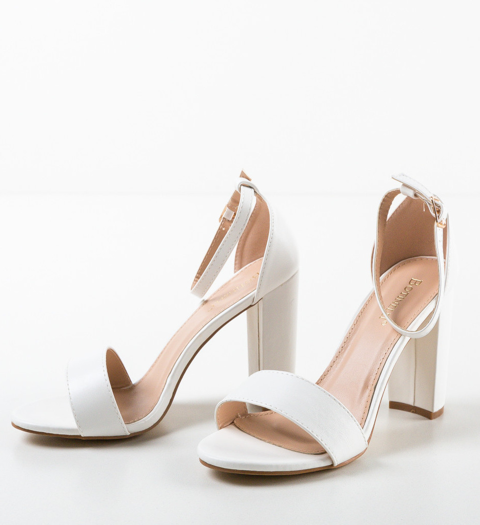 Sandale Nere Albe Elegante cu Toc - imagine 6