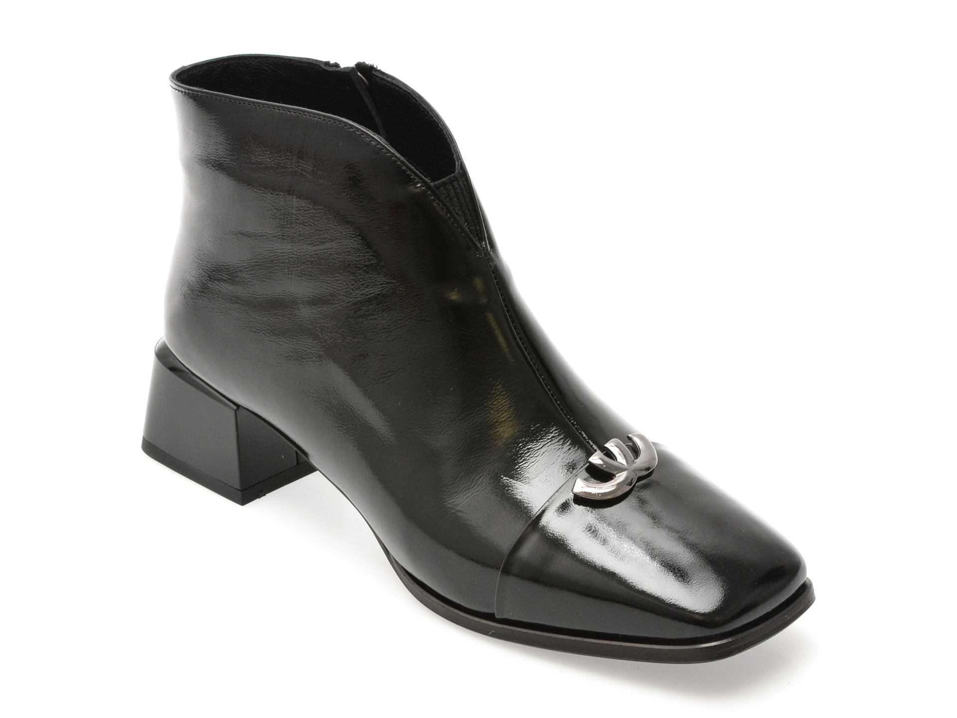 Ghete Epica Negre Piele Lacuită Elegantă