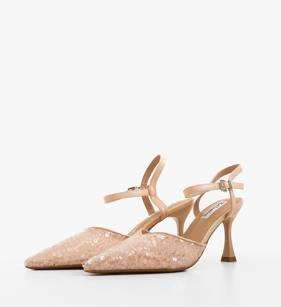 Pantofi dama Rayan Bej eleganti cu toc - imagine 5