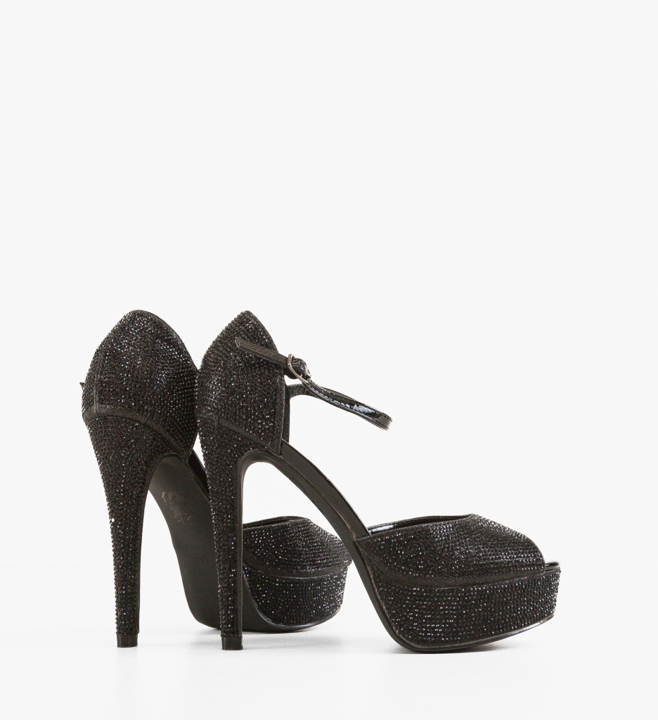 Sandale Nared negre cu toc elegant - imagine 4