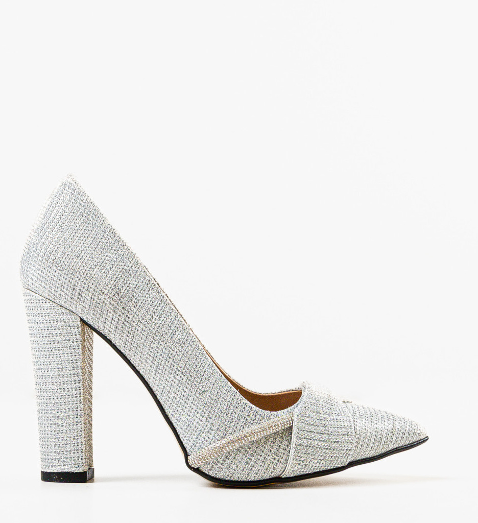 Pantofi cu Toc Argintii - Stil Elegant - imagine 4