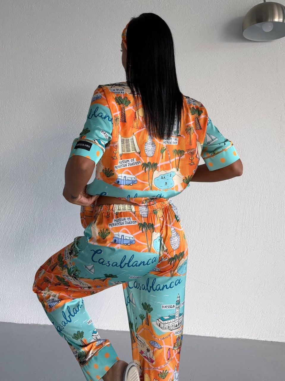 Set Pijama Delis 2 Piese Satin Mat și Elastic - imagine 4