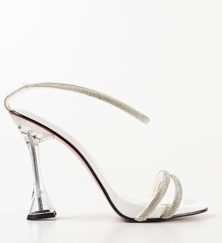 Sandale Garka Albe cu Toc Elegante - imagine 4
