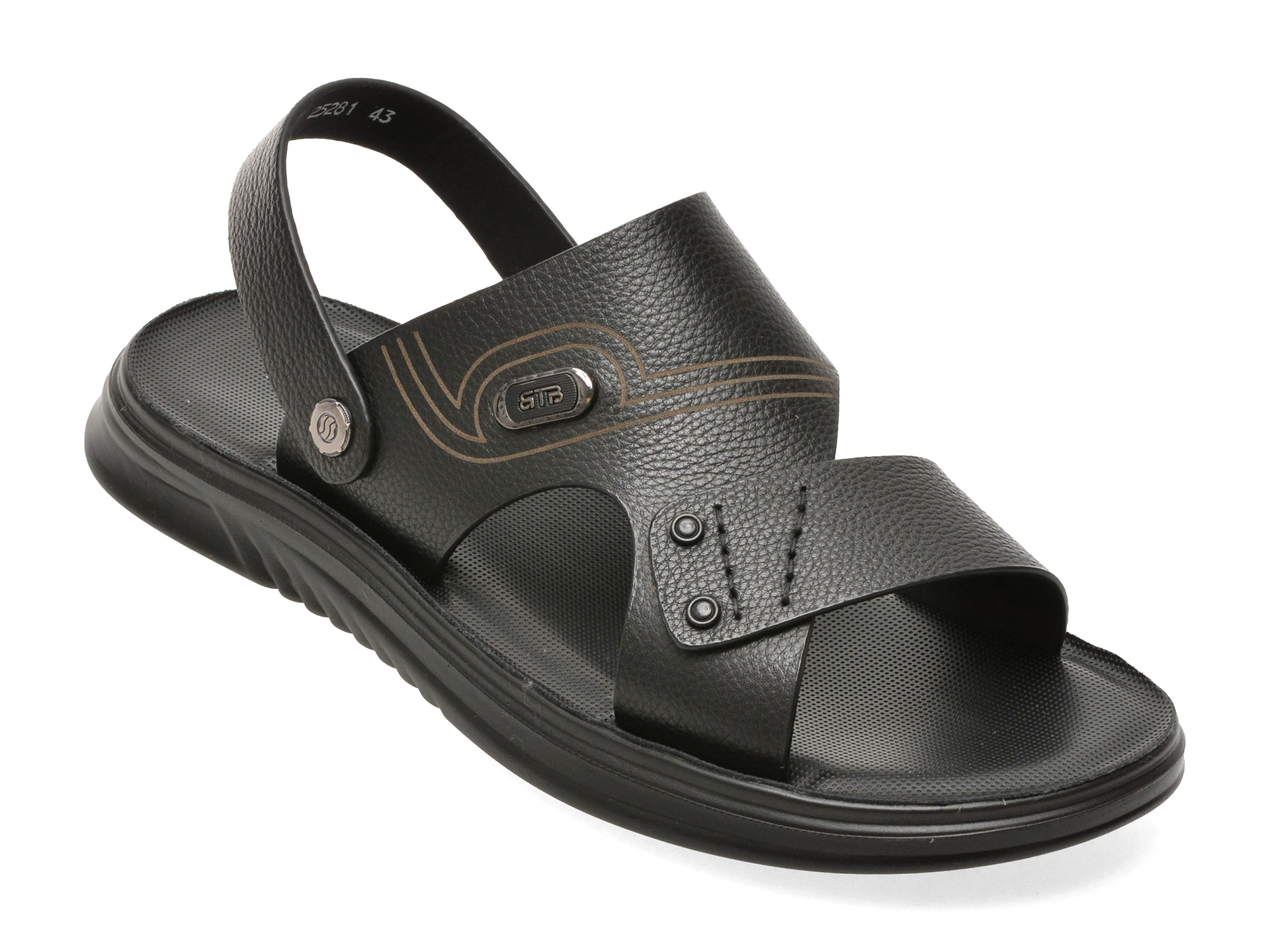 Sandale BITE THE BULLET Negre Piele Naturală