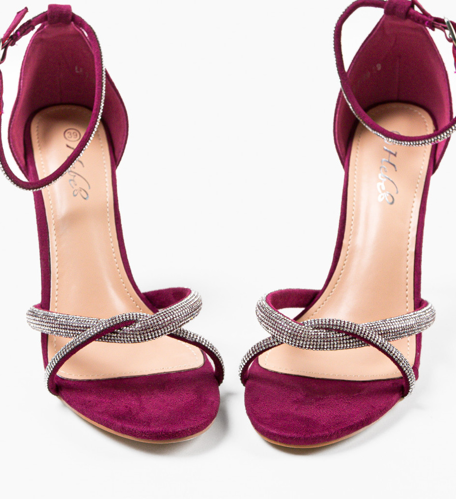 Sandale Tigan Mov Elegante cu Toc - imagine 6
