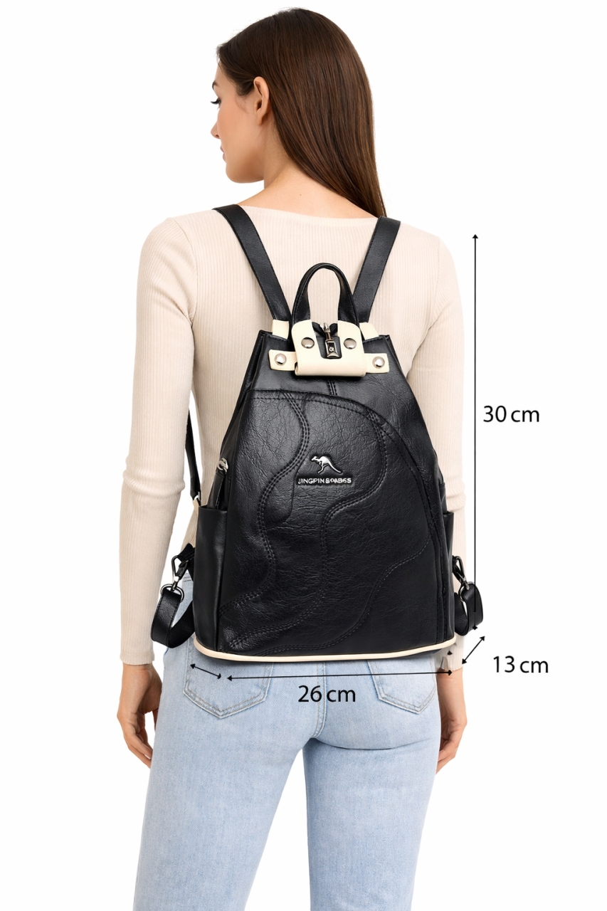 Rucsac Picadili Viella GT3592 Negru/Crem Elegant - imagine 6