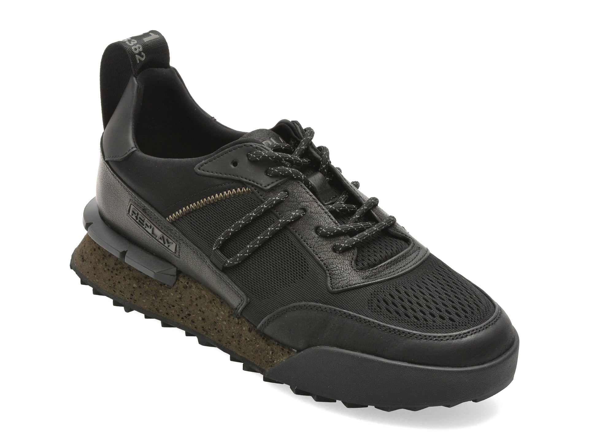 Pantofi sport Replay negri din piele naturală