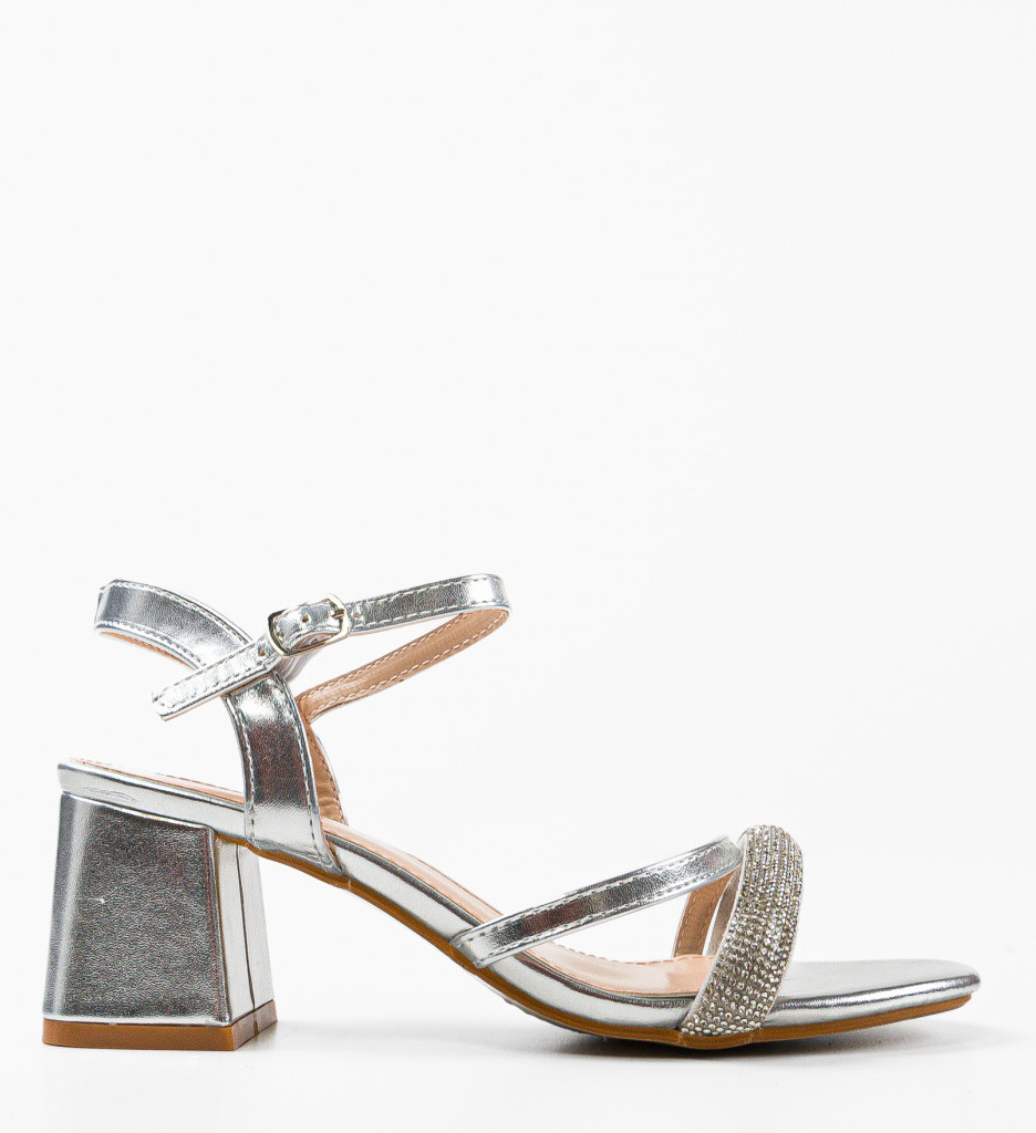 Sandale cu Toc Rhoxane Argintii - Stil Glamour - imagine 5