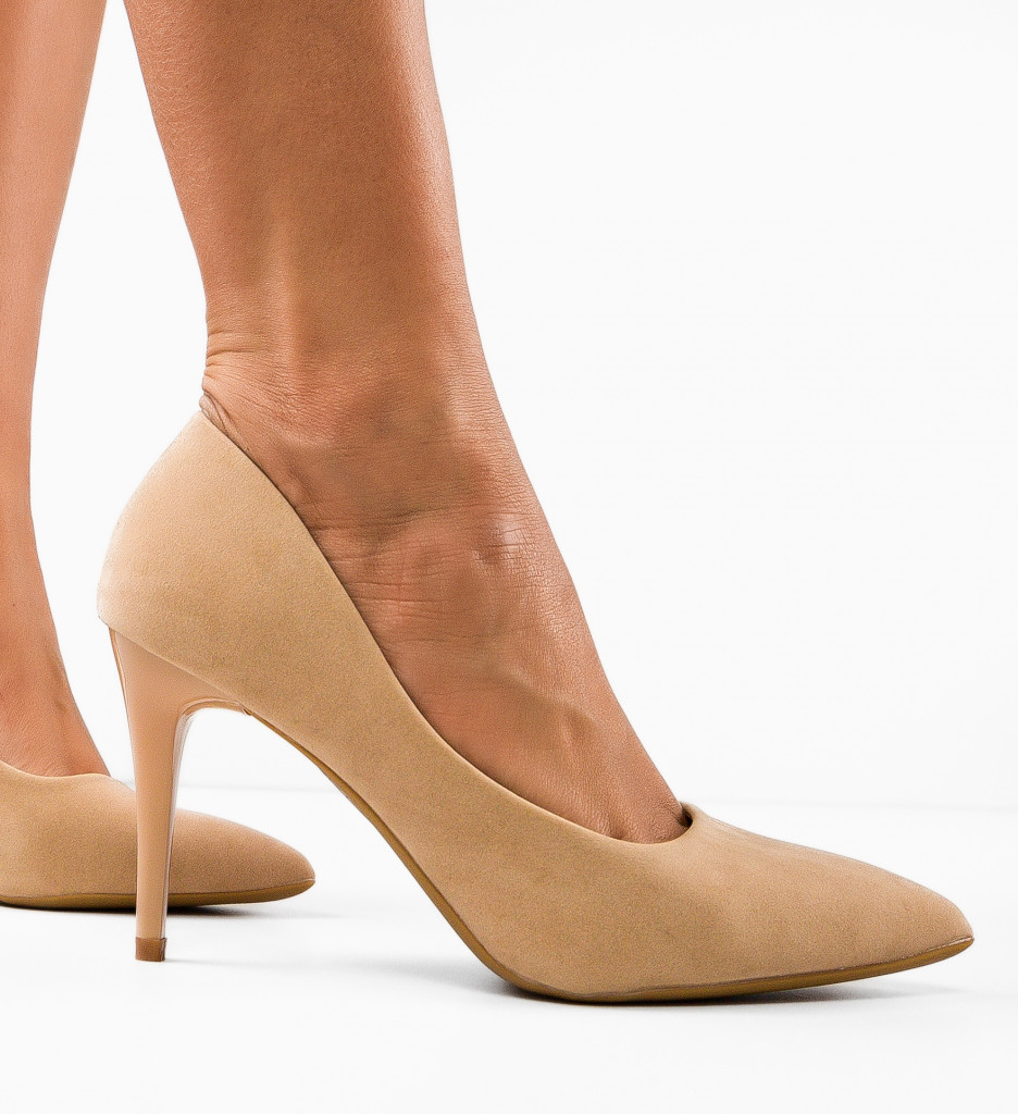 Pantofi Benito Bej cu Toc Elegant