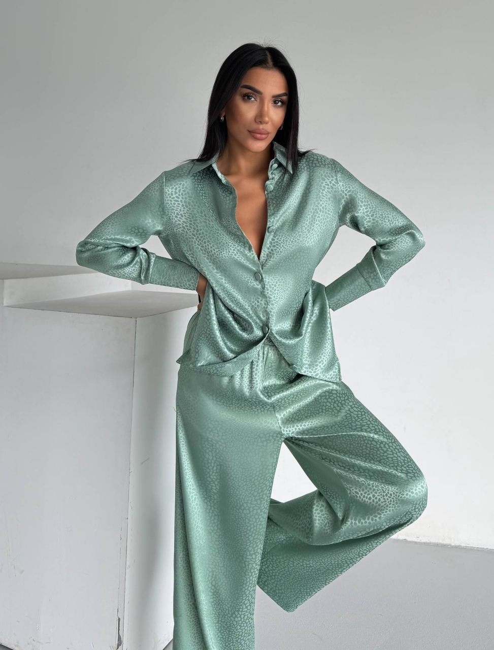 Set Pijama Dama 2 Piese Delis, Verde Menta - imagine 2