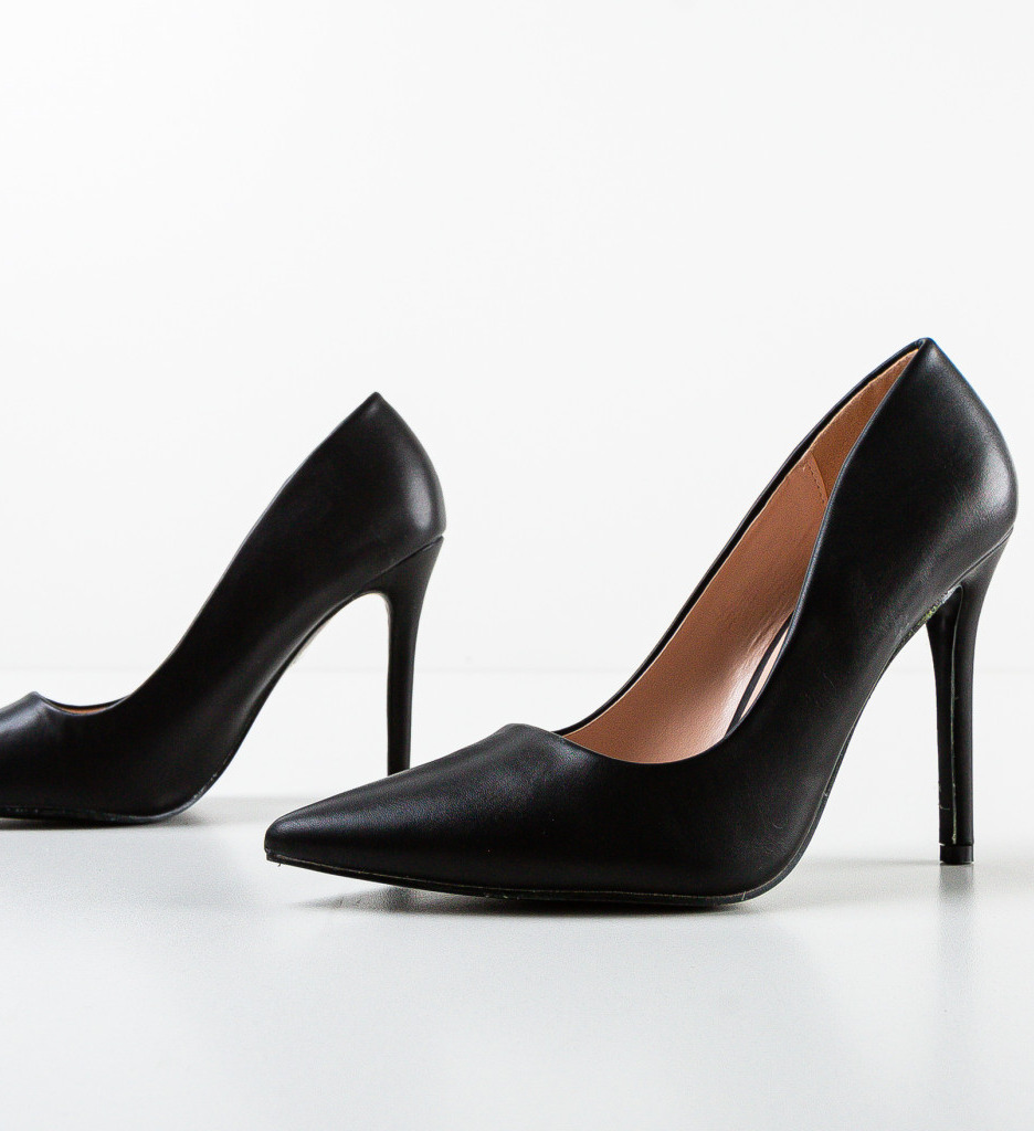Pantofi Zayaan Negri cu Toc Eleganți - imagine 5