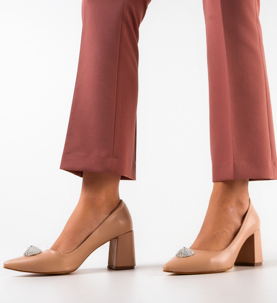 Pantofi Helsink Bej cu Toc Eleganți - imagine 2