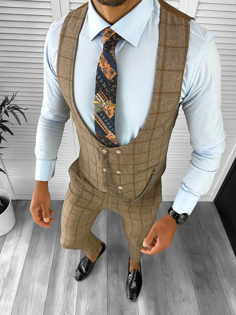 Compleu Barbati Maro Vesta si Pantaloni Slim Fit