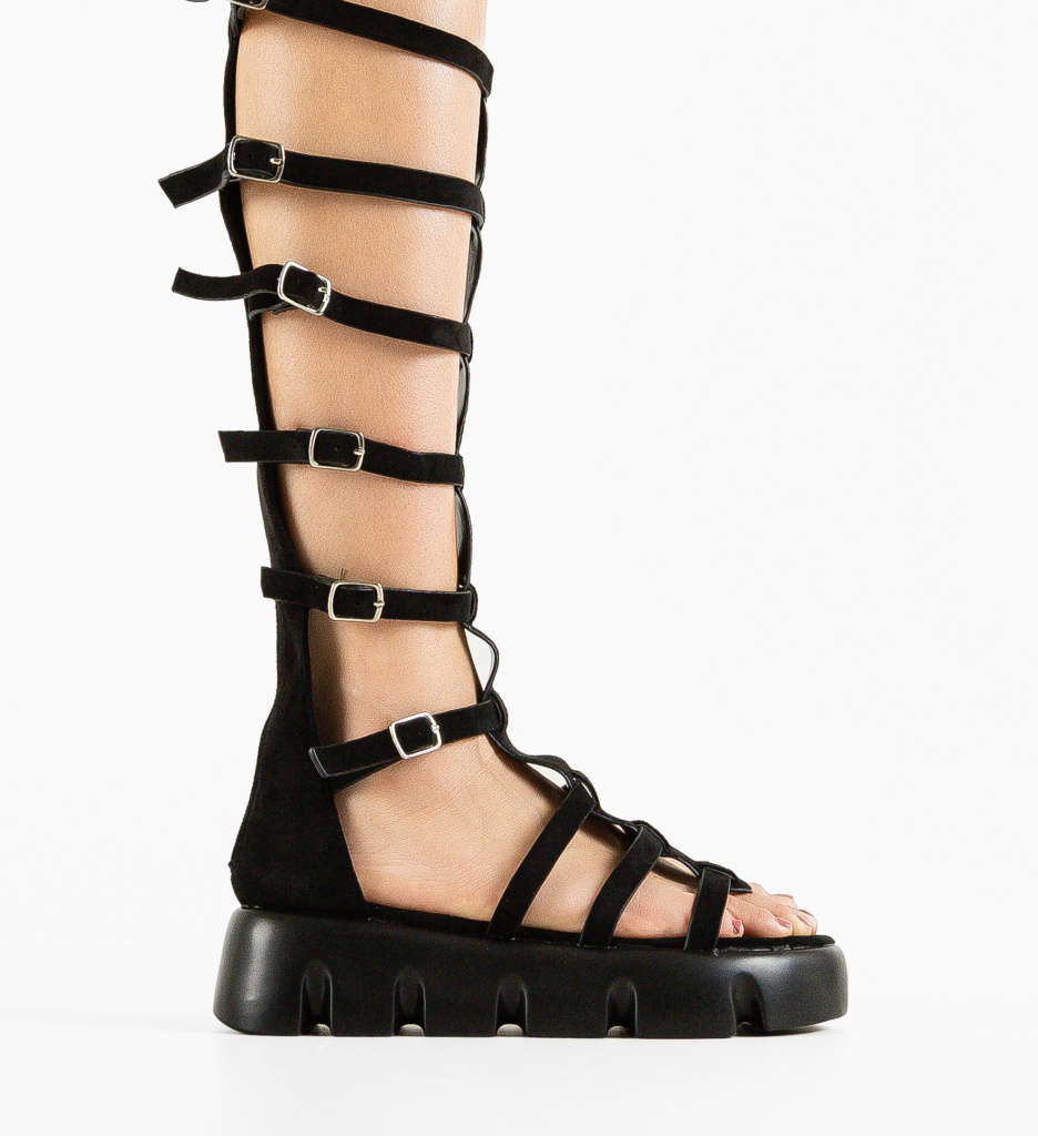 Sandale Gladiator Negre - Stil Elegant - imagine 3