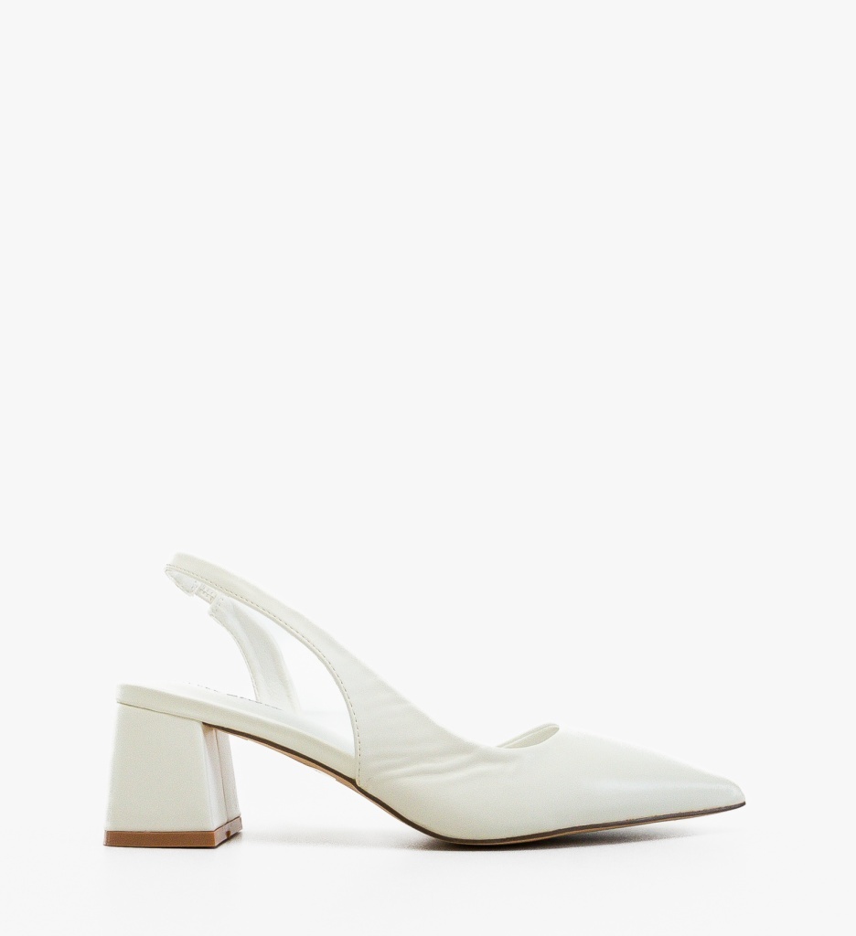 Pantofi Deder Albi Eleganți cu Toc - imagine 2