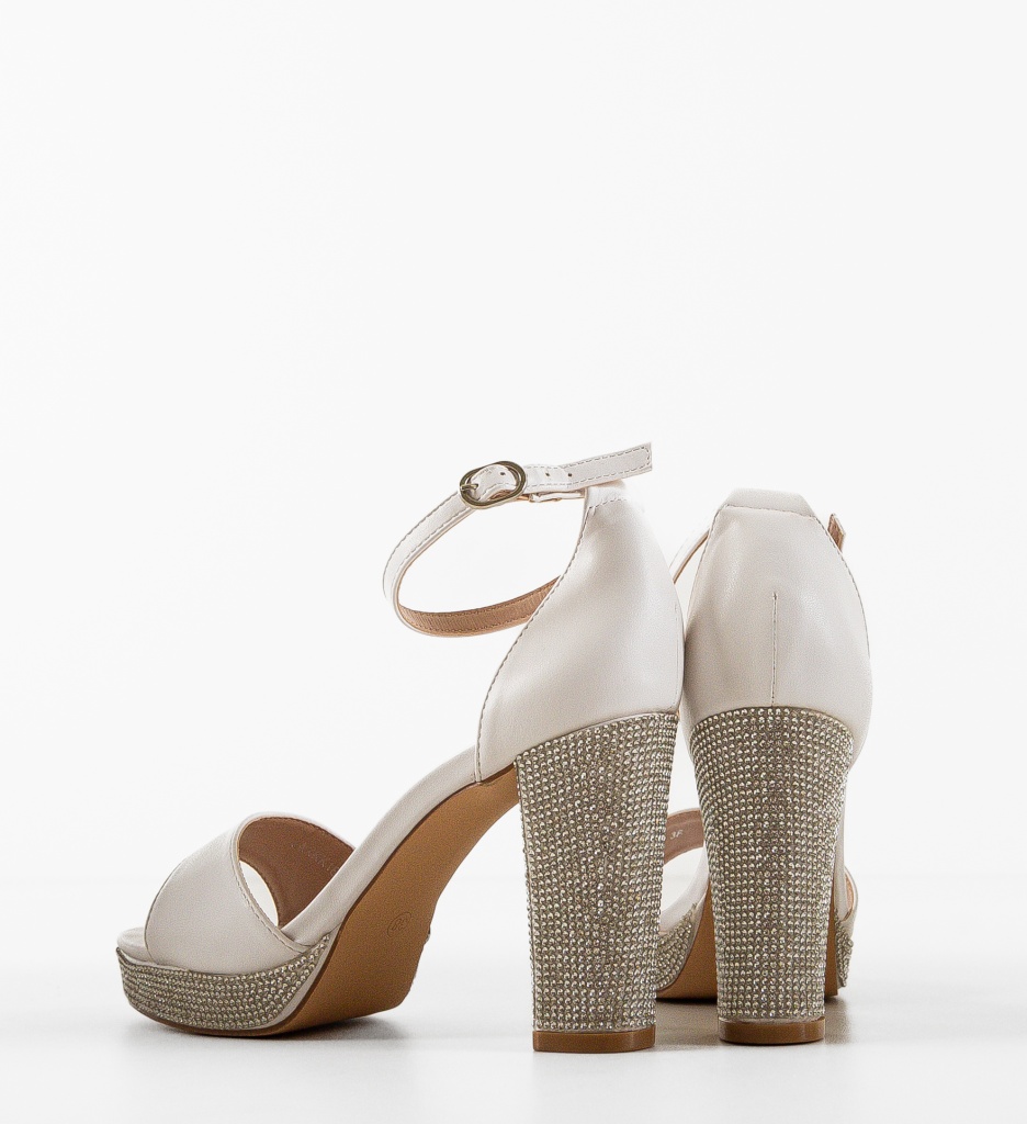 Sandale Omegon Albe cu Toc Elegant - imagine 5