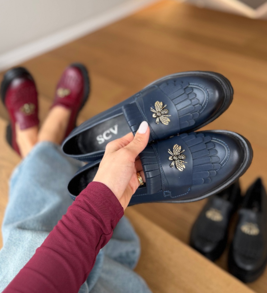 Pantofi Casual Dama Zenin Bleumarin Eleganți - imagine 2