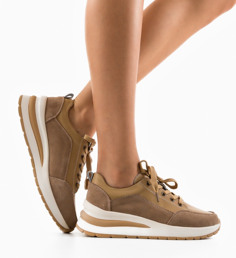 Sneakers Dama Likolas Bej | Stil Urban Confortabil - imagine 2