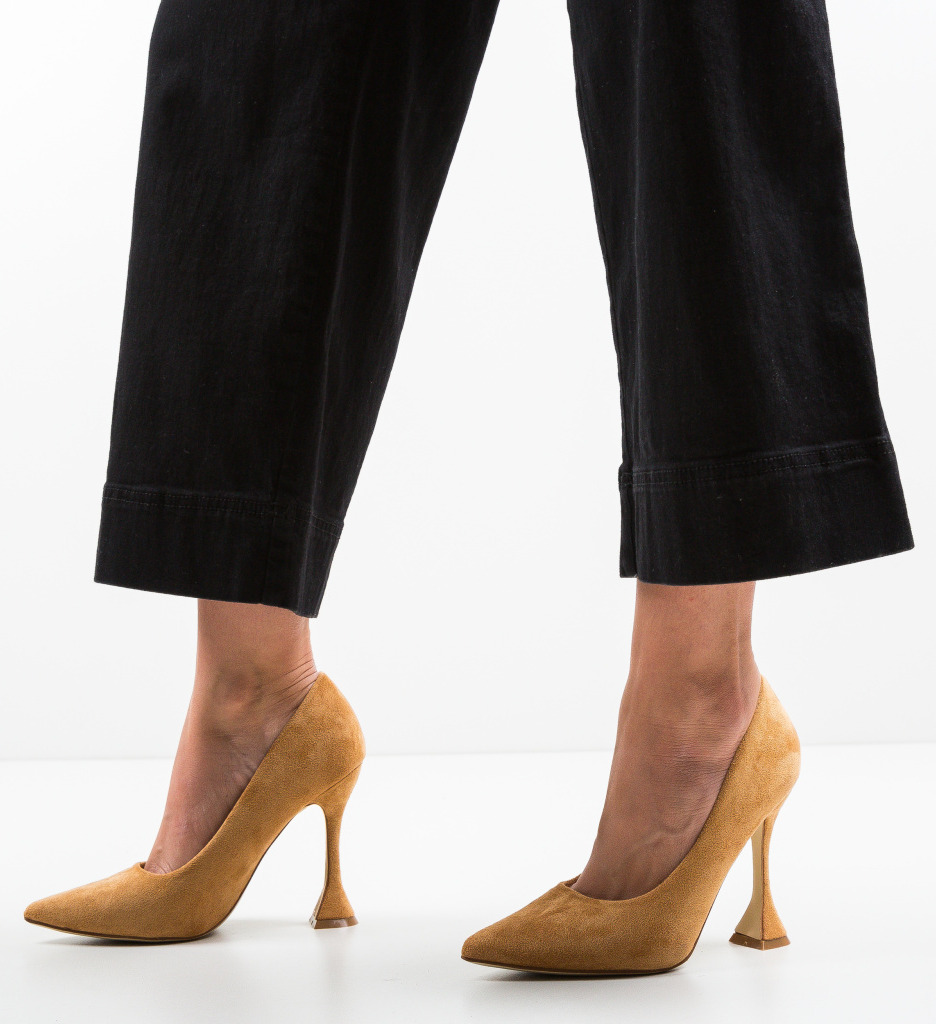 Pantofi Jorio Camel Eleganți cu Toc - imagine 2