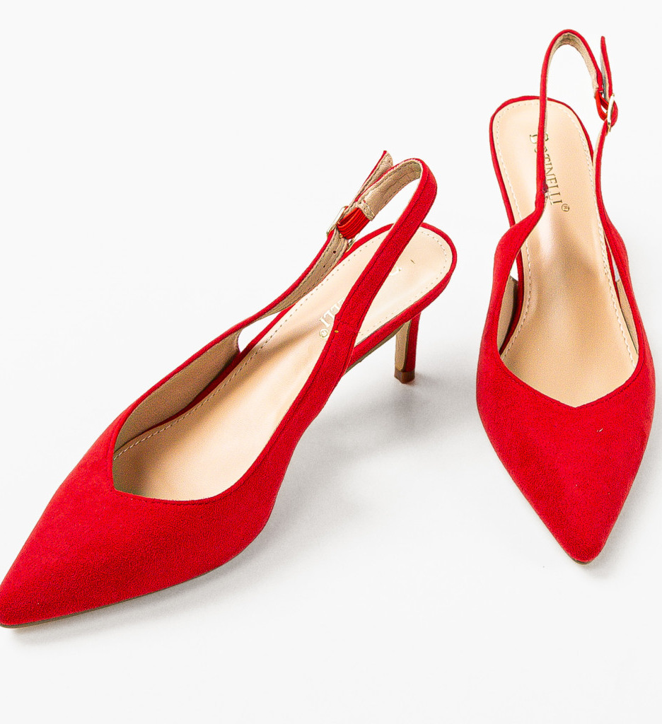 Pantofi Amdoryt Rosii cu Toc Eleganți - imagine 5