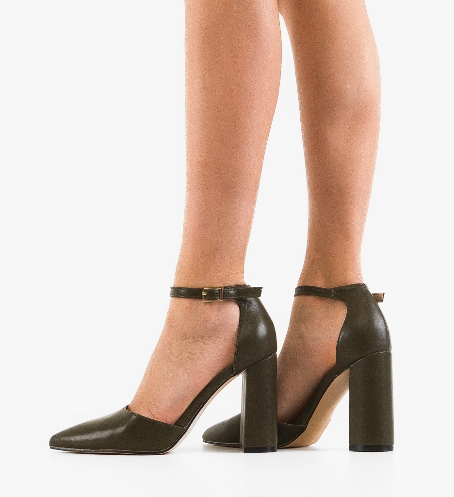 Pantofi Saira Verzi Eleganți cu Toc - imagine 2