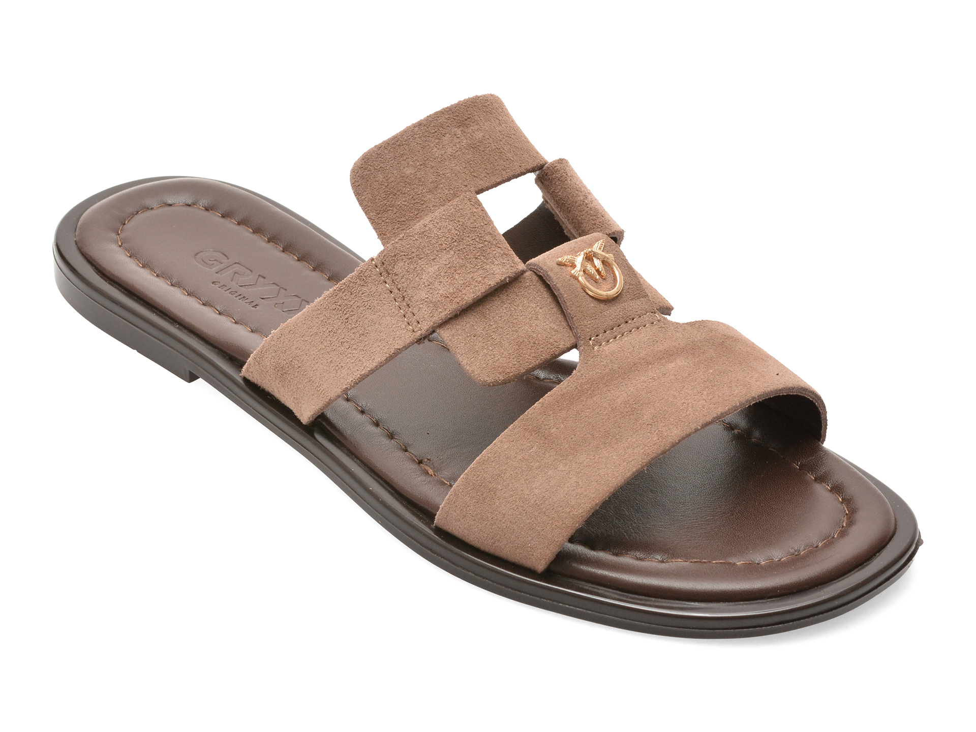 Papuci GRYXX Gri Piele Întoarsă Confort