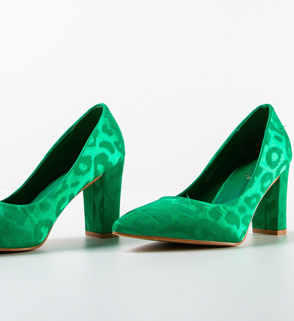 Pantofi Dama Kean Verzi cu Toc Eleganți - imagine 5
