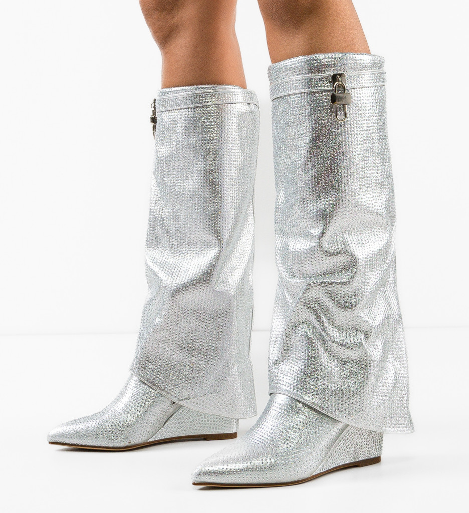 Cizme Dama Murcatto Argintii | Eleganță Remarcabilă - imagine 2