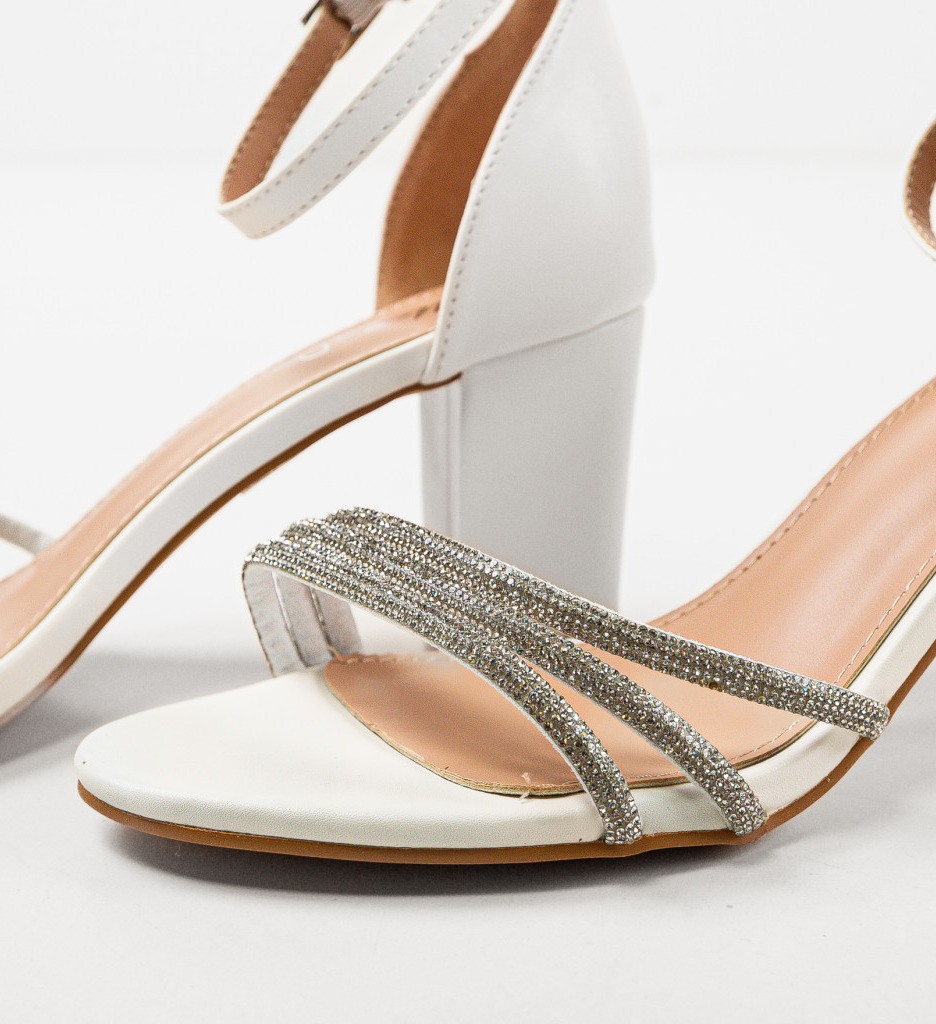 Sandale Dama Cerry Albe cu Toc Elegante - imagine 7