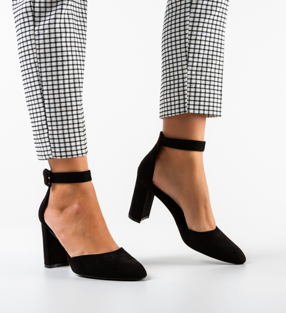 Pantofi dama Horn Negri eleganți cu toc - imagine 3