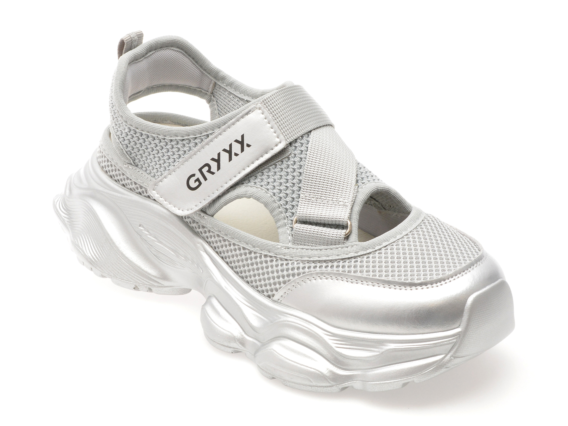 Pantofi GRYXX Argintii cu Velcro | Confort Maxim