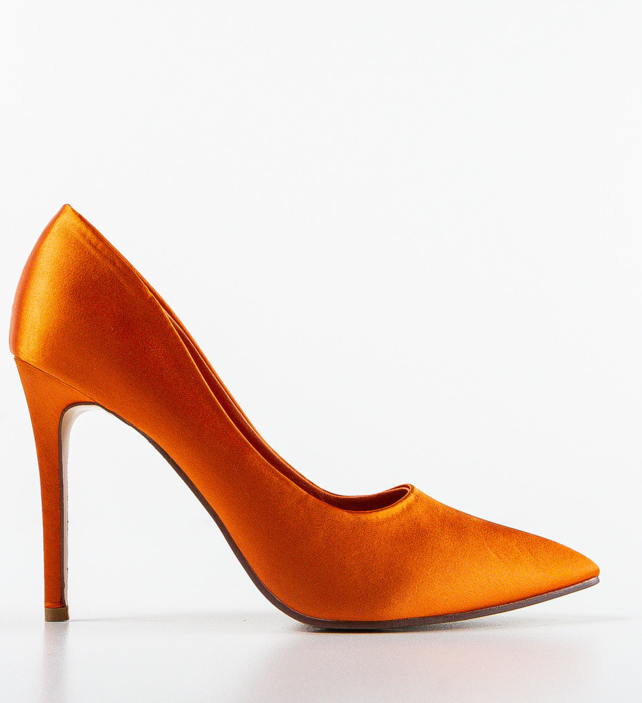 Pantofi cu Toc Ahio Portocalii Eleganți - imagine 4