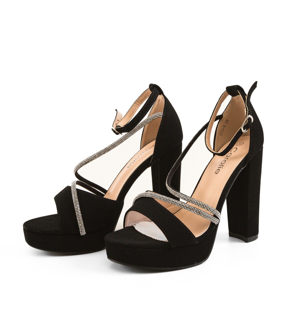 Sandale Toc Poppy Negre | Eleganță Asigurată - imagine 4