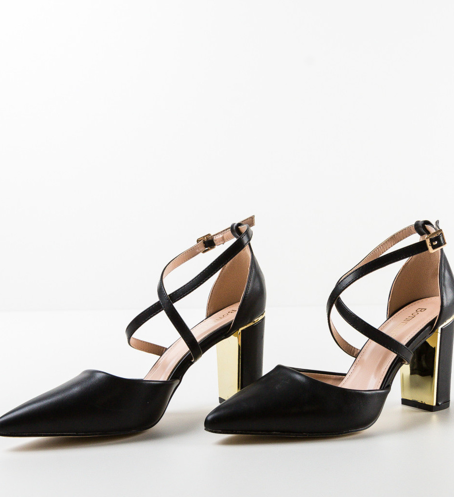 Pantofi Dama Lovell Negri cu Toc Eleganți - imagine 6