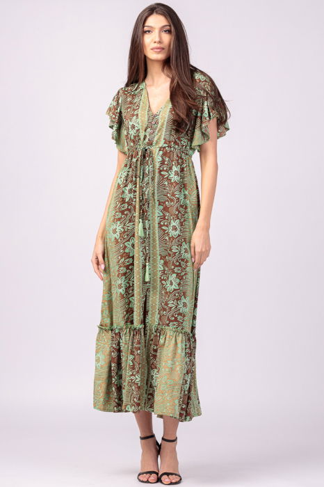 Rochie Floral Matase Shopika | Eleganță Naturală - imagine 1