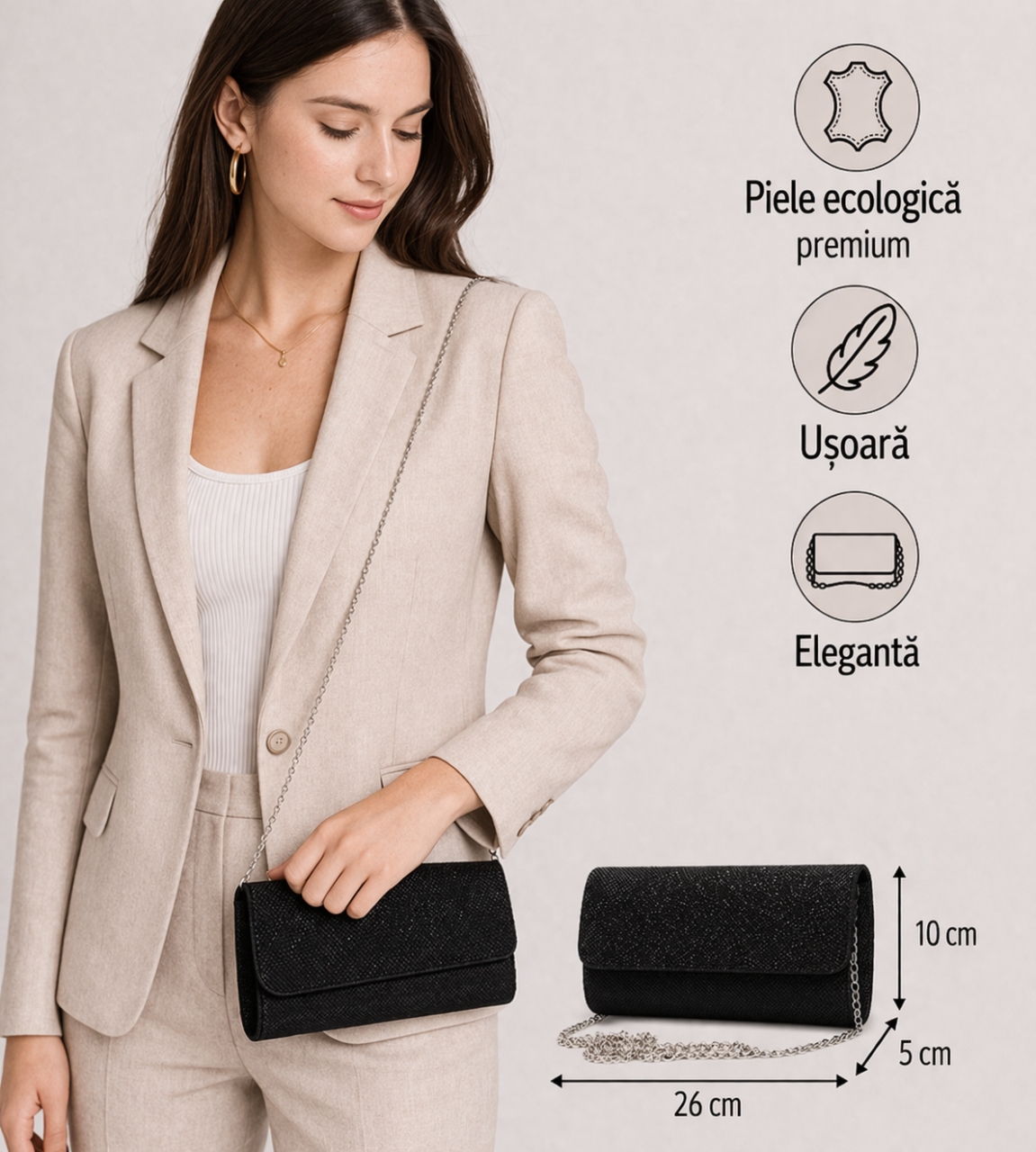Geanta Ocazie Delis Marigold GT2474 Negru - imagine 2