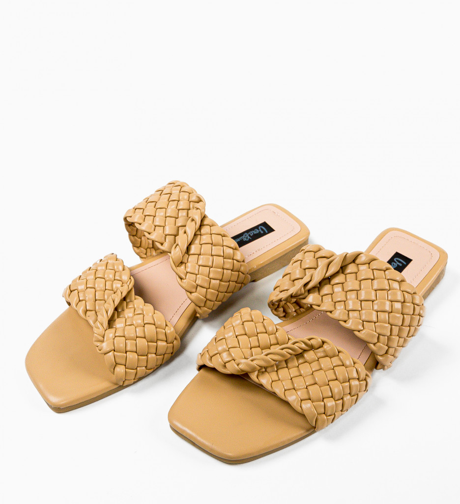 Sandale Papuci Dama Bej - Confort zilnic - imagine 6
