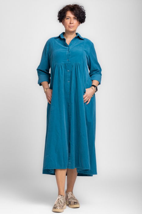 Rochie Catifea Turcoaz Shopika | Stil Elegant