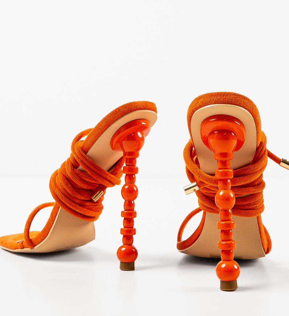 Sandale cu Toc Haseeb Portocalii | Eleganță - imagine 7