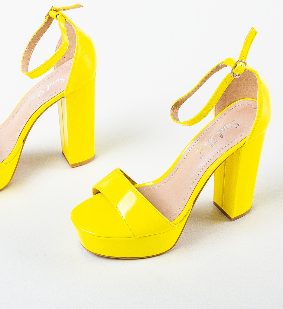 Sandale Mill Galbene cu Toc Elegante - imagine 6